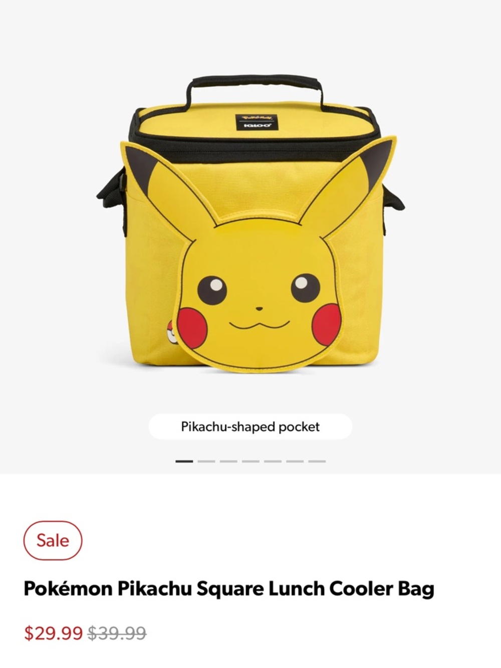 Igloo Yellow and Black Pikachu Kids Lunch Cooler Bag
